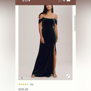 Jenny Yoo Collection Issa Emerald Green Maxi Formal Velvet Gown Dress Size 2